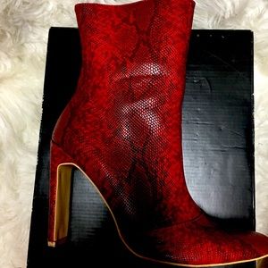 Red snake skin boots